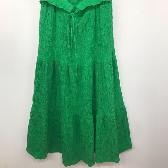 Desigual Green Textured Open Back Tiered Puff Sleeve Dress NEW - Picture 13 of 16
